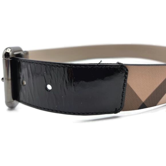 Burberry London Womens Nova Check Coated Belt Beige Leather Trim Size 36 90 main image 10